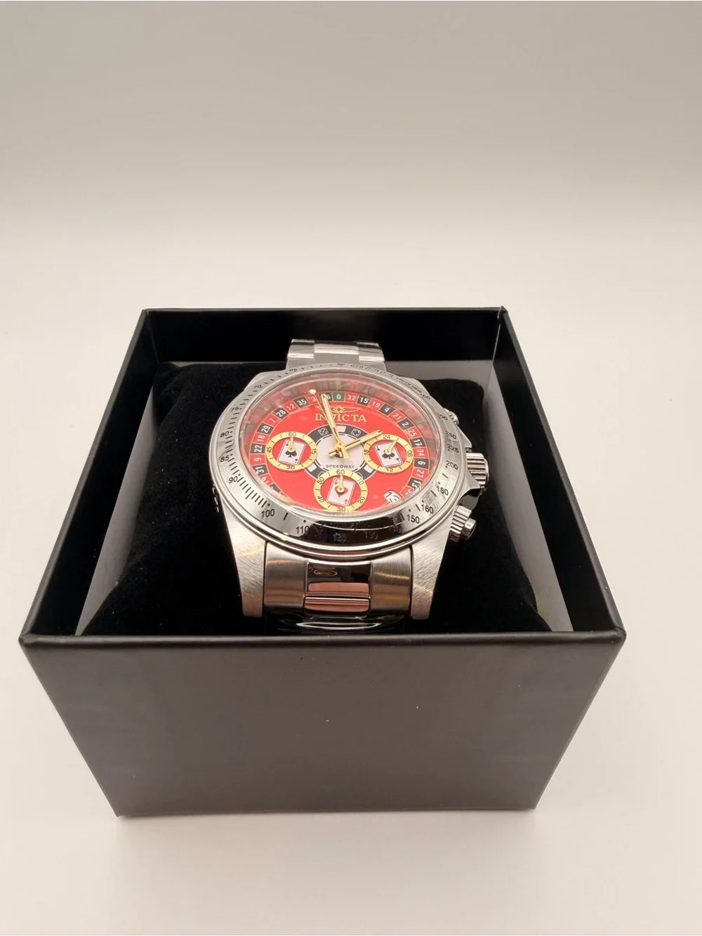 Invicta Silver Bracelet Watch with Red Dial
